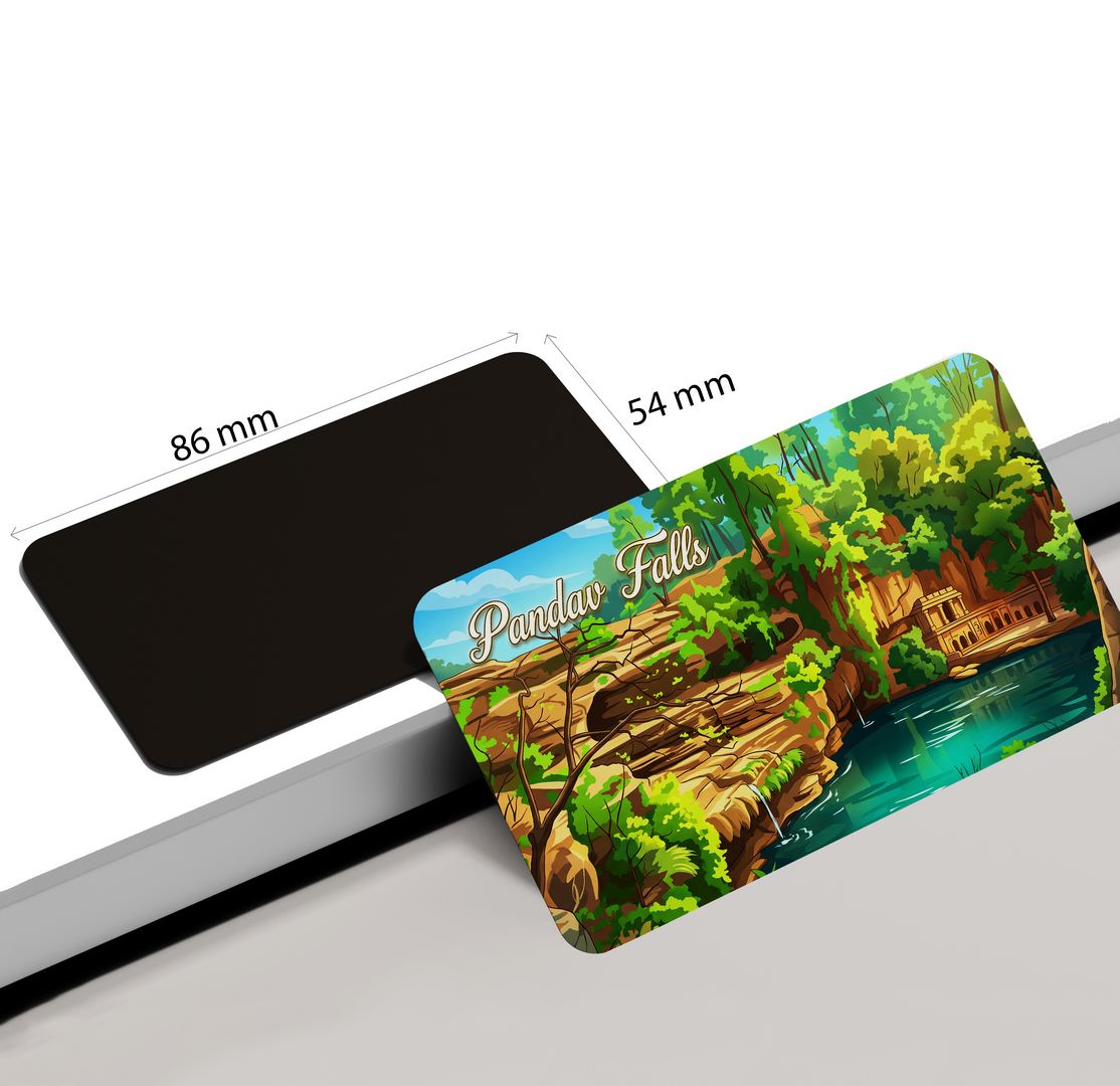 dhcrafts Multicolor Madhya Pradesh Pandav Falls Design Rectangular Fridge Magnet Pack of 1 (8.6cm x 5.4cm)